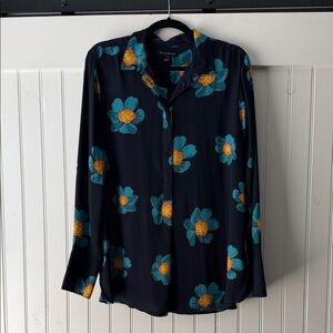 Banana Republic Navy Floral Shirt large